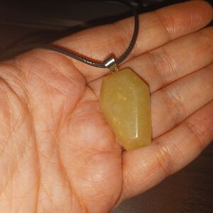 Coffin Shaped Yellow Aventurine Crystal Necklace